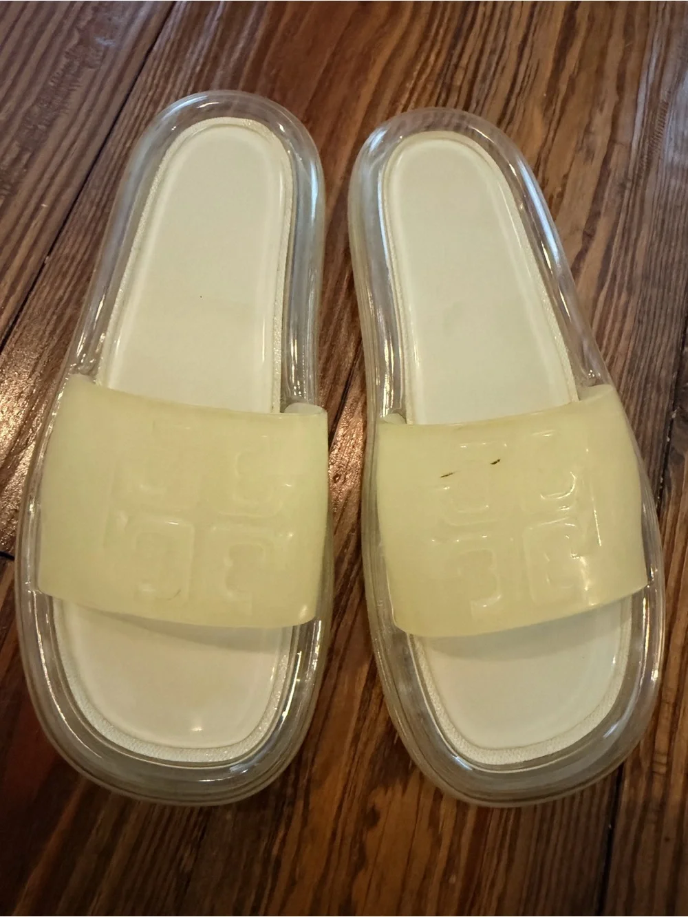 Tory Burch Clear and Cream Jelly Slide Sandals - Picture 1 of 2